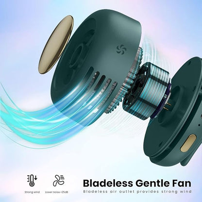 🔄 360° Rotatable Mini Clip Fan (Rechargeable & Bladeless)